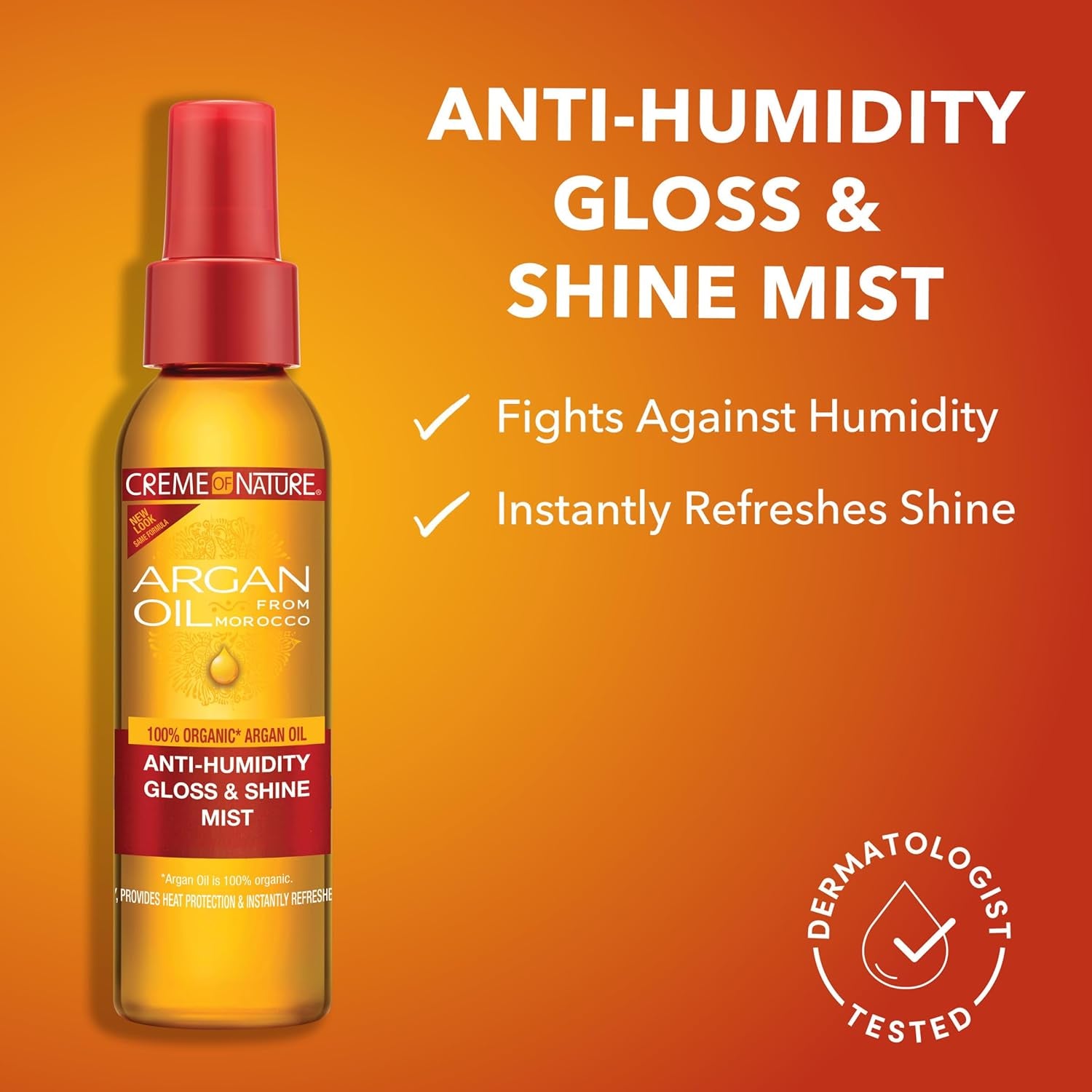 Anti-Humidity Gloss & Shine Mist, Lightweight Frizz Control and Heat Protection with 100% Organic Argan Oil, Stocking Stuffer for Her, 4 Oz