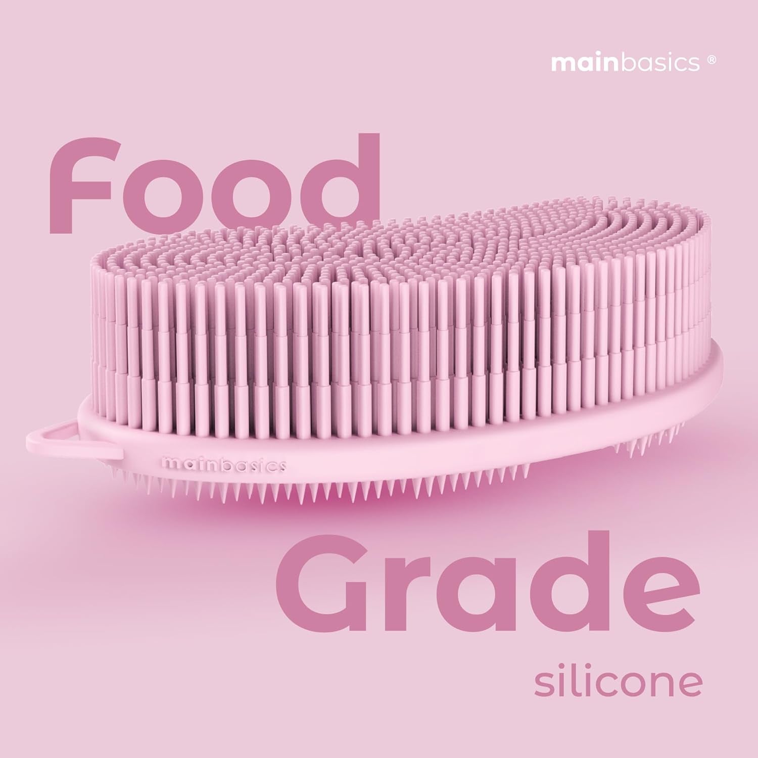 Silicone Body Scrubber – Dual-Sided Shower Exfoliator for Men & Women, Gentle Silicone Loofah Alternative for Deep Clean (Pink, Exfoliate)