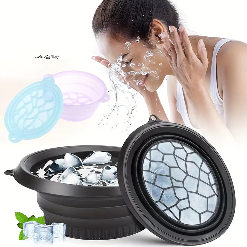 Foldable Silicone Face Ice Bath Bowl Portable Travel Plunge Wash Basin for Home Skincare Portable Facial Cold Therapy Basin
