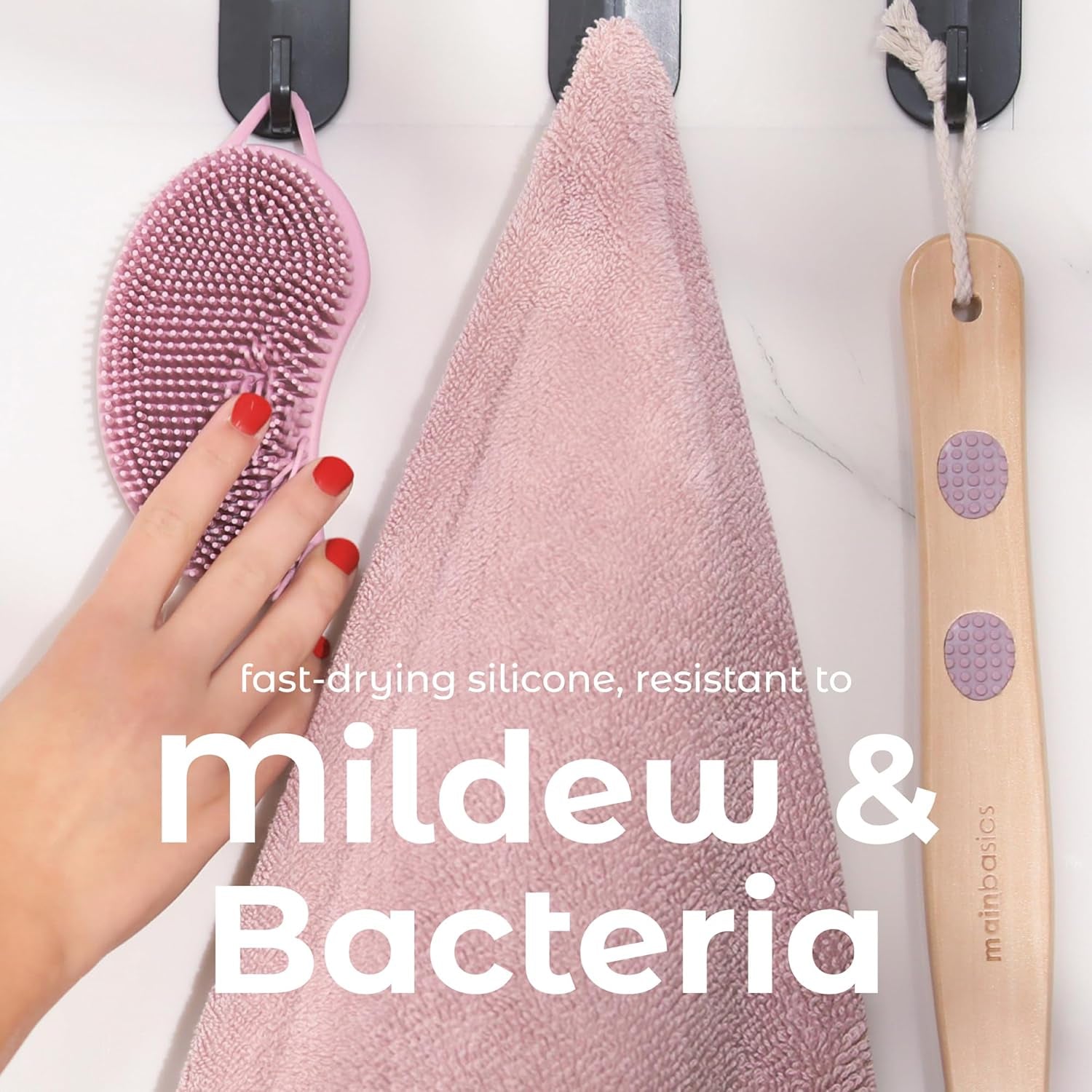 Silicone Body Scrubber – Dual-Sided Shower Exfoliator for Men & Women, Gentle Silicone Loofah Alternative for Deep Clean (Pink, Exfoliate)