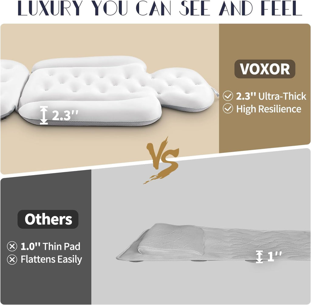 Full Body Bath Pillow for Bathtub, Thick Bathtub Cushion with Laundry Bag, Luxury Tub Pillow for Bath for Headrest Neck and Back Support White 51" X 16"