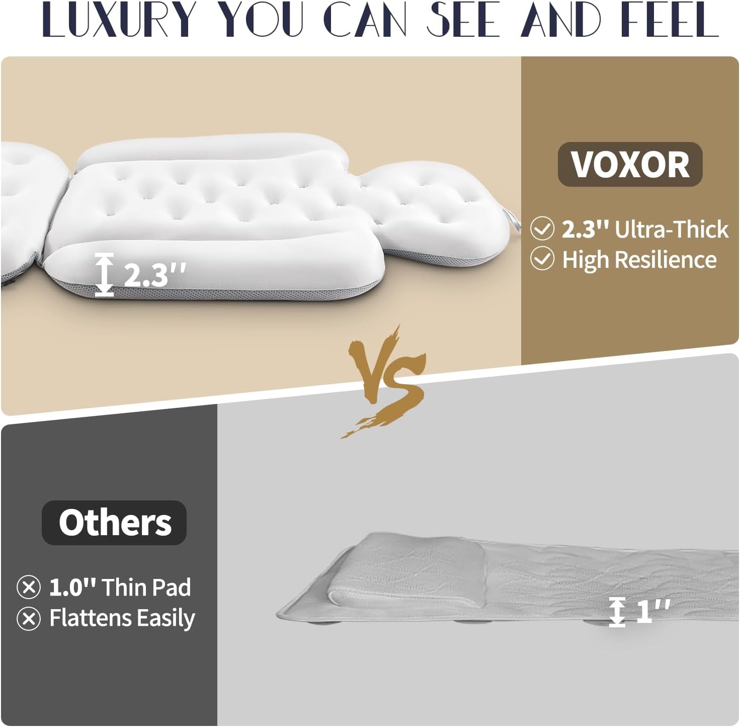 Full Body Bath Pillow for Bathtub, Thick Bathtub Cushion with Laundry Bag, Luxury Tub Pillow for Bath for Headrest Neck and Back Support White 51" X 16"