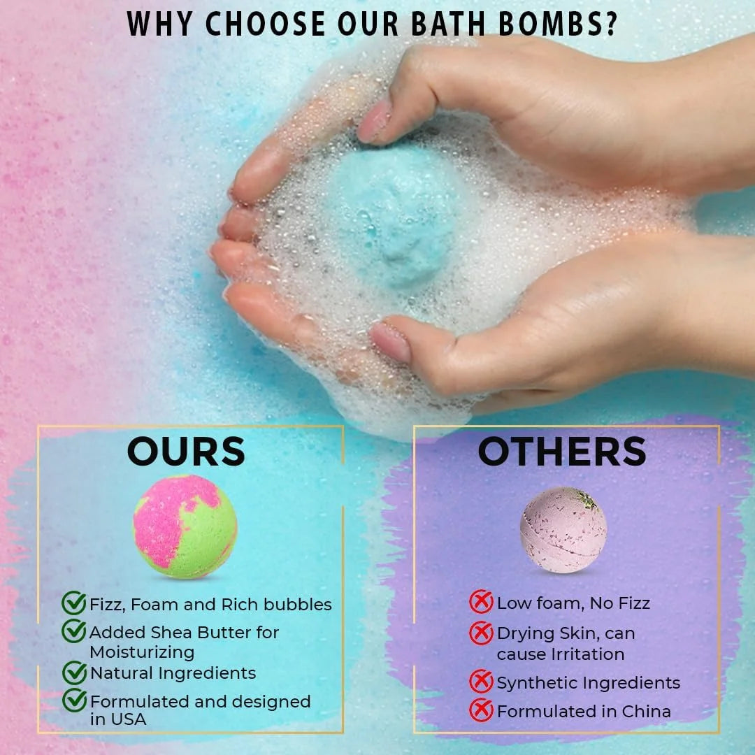 Bath Bombs for Women Relaxing - 24 Natural and Organic Bath Bombs with Essential Oils & Moisturizing Shea Butter, Bathbombs for Girls, Selfcare Gifts for Mom, Women, Wife, Girlfriend