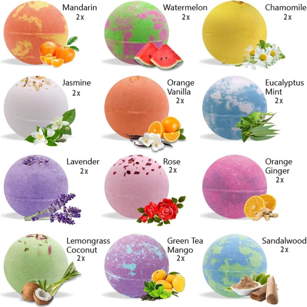 Bath Bombs for Women Relaxing - 24 Natural and Organic Bath Bombs with Essential Oils & Moisturizing Shea Butter, Bathbombs for Girls, Selfcare Gifts for Mom, Women, Wife, Girlfriend