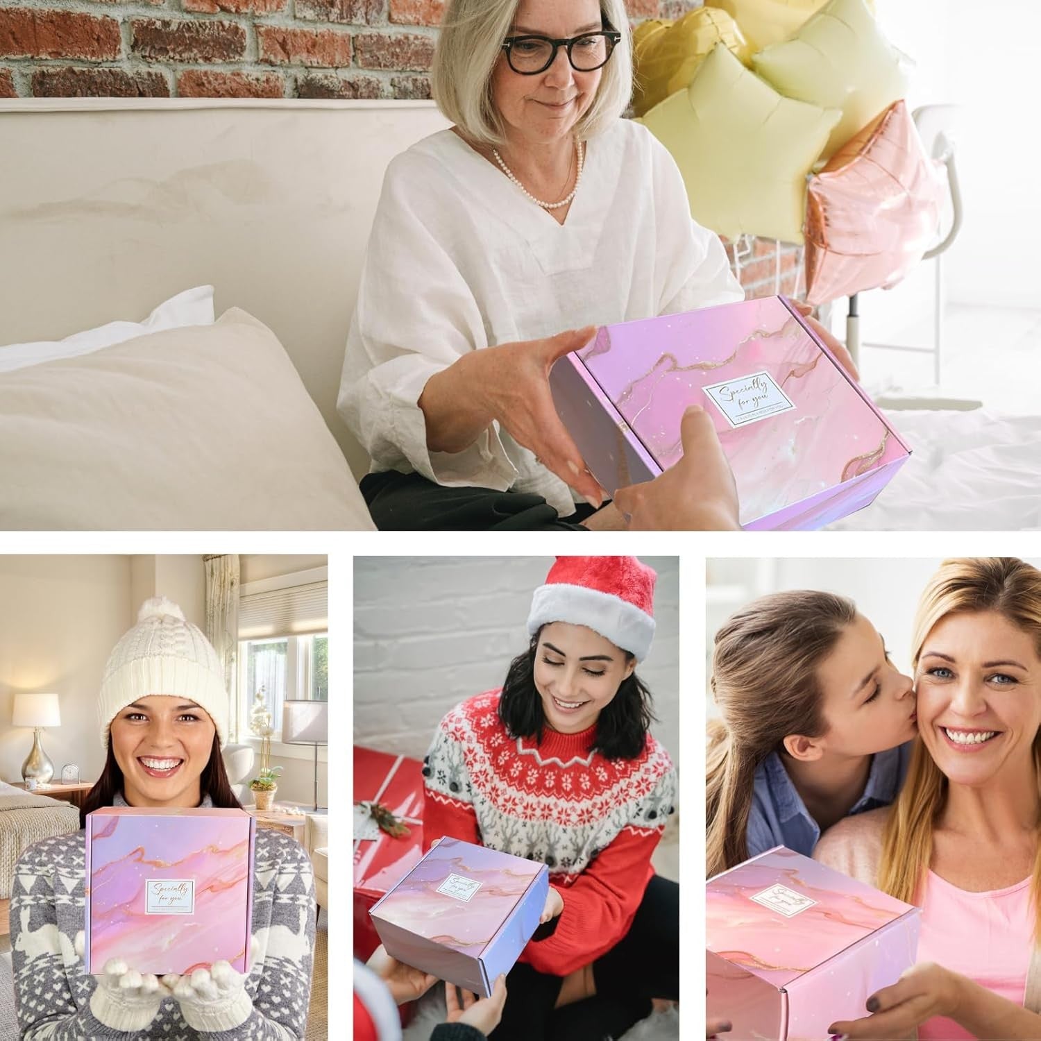 Happy Birthday Gifts for Women, 9Pc Get Well Baskets, Pink Self Care Package