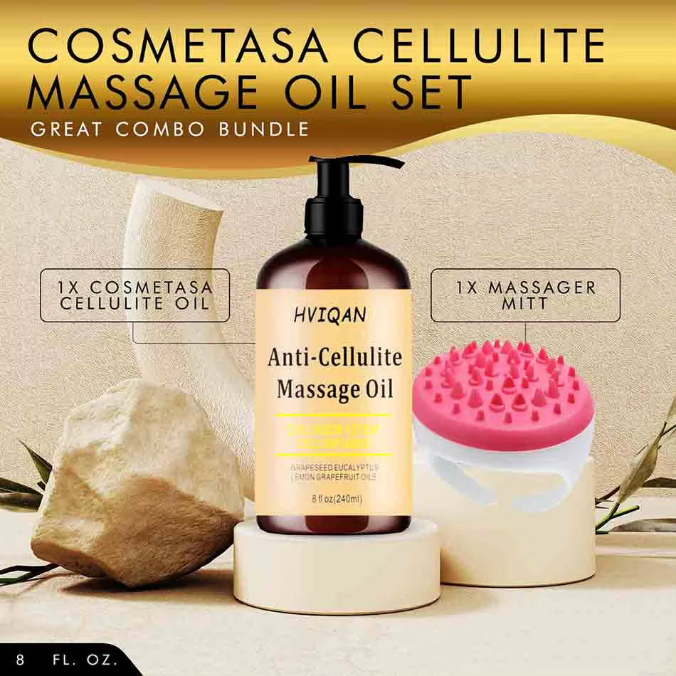 240Ml anti Cellulite Massage Oil Infused with Collagen and Stem Cell Skin Tightening Cellulite Moisturizing Body Essential Oil